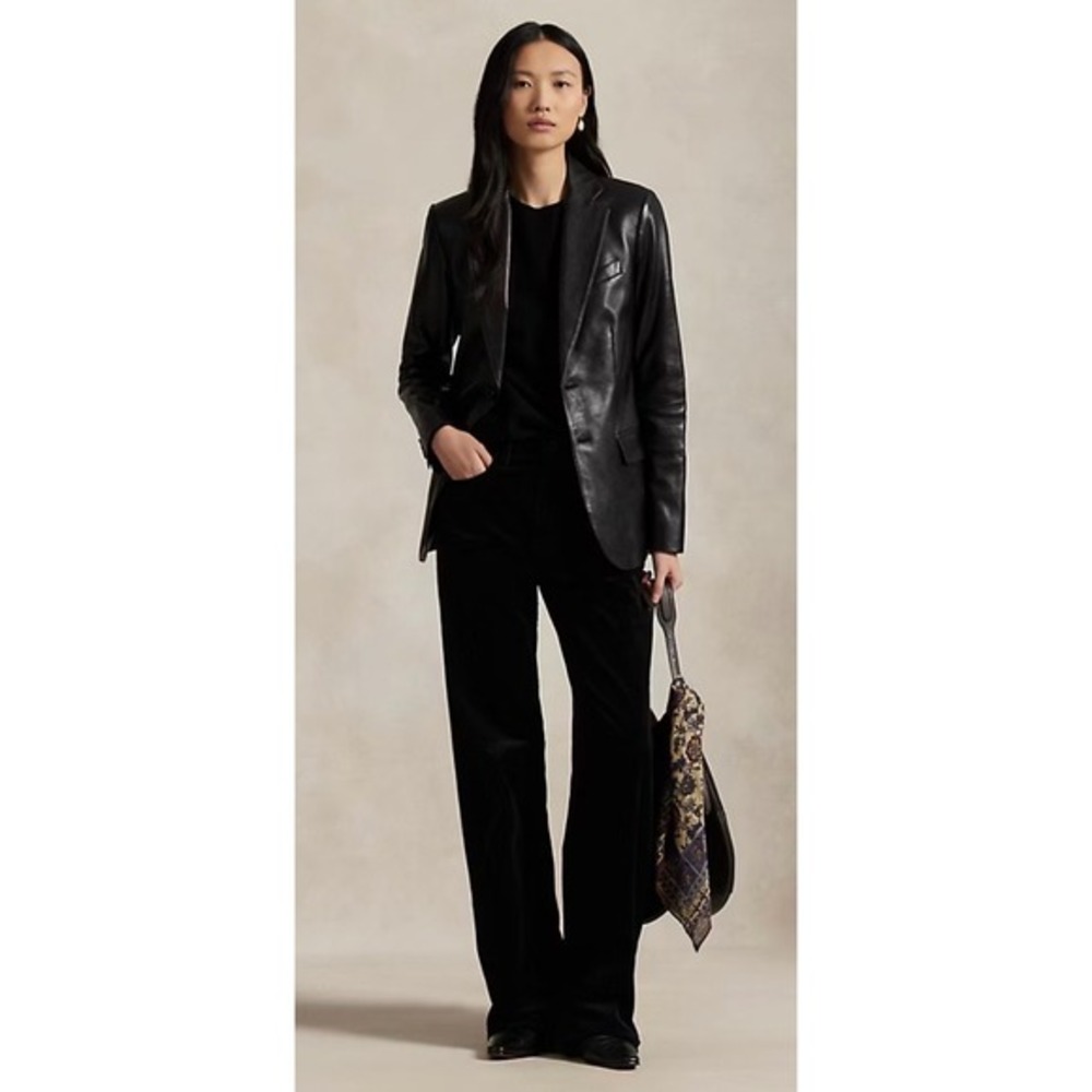 Polo Ralph Lauren Corduroy Wide leg Pants Womens 14 Black High Rise